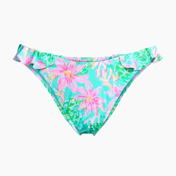 Lilly Pulitzer Light Blue Pink Mitra Bikini Bottom NWOT Size 0 - Picture 1 of 14
